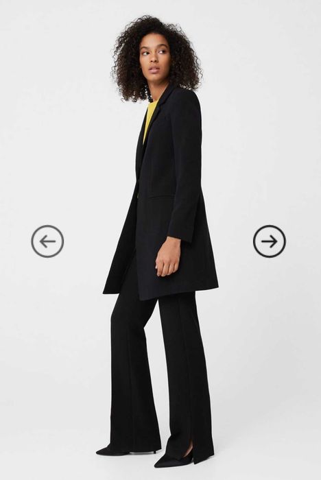 Mango czarny płaszcz XS 34 o kroju marynarki