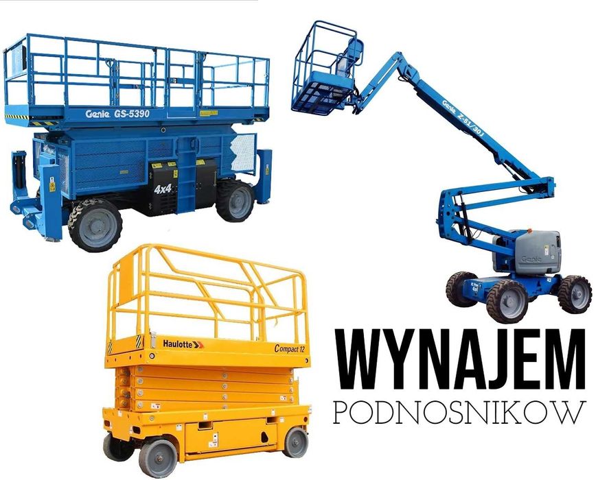 Wynajem podnośników zwyżek nożycowych przegubowych koszowych - TOBANO