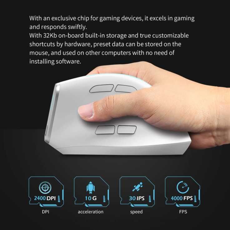 Mysz ergonomiczna Bluetooth ZELOTES F36 2400DPI WHITE