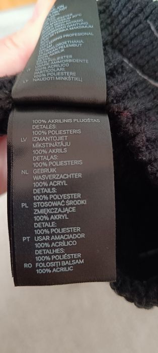 Czapka czarna kotek H&M, akryl, rozmiar uniwersalny