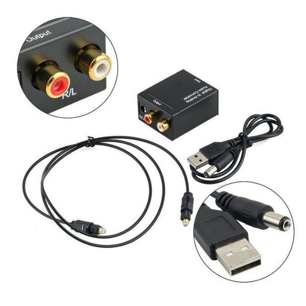 Conversor Audio Digital Fibra Óptica Coaxial para RCA Analógico - NOVO