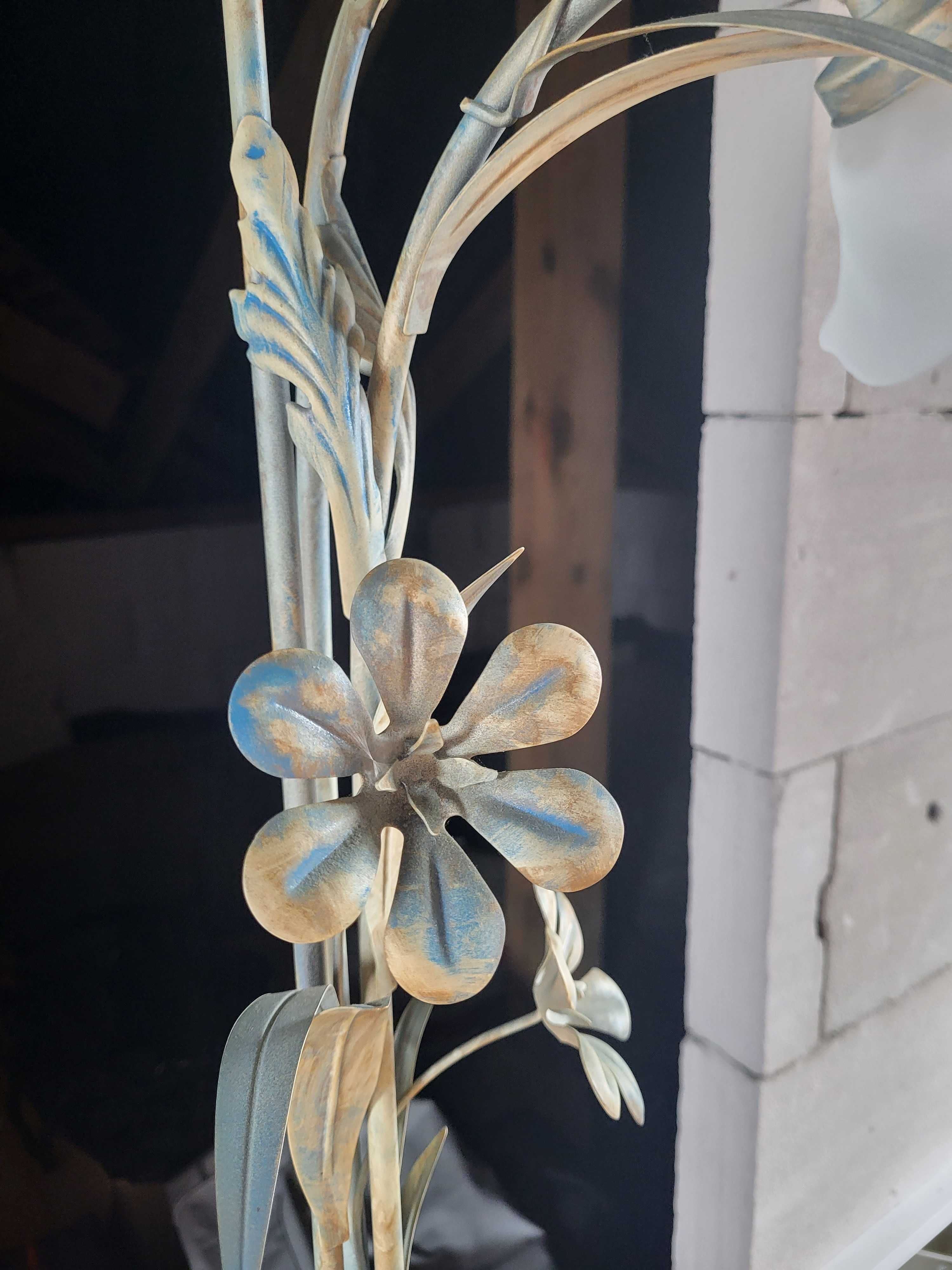 Lampa stojąca i żyrandol, piękny komplet