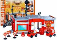 Straż Pożarna Remiza strażacka Auto Odbiornik 59 Elementów 3371