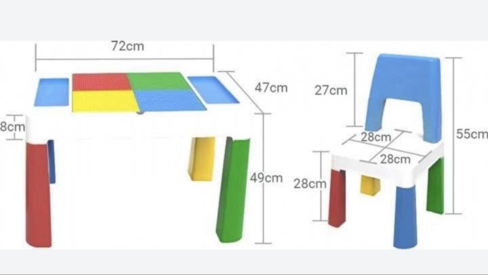 Стіл і стілець дитячий для лего занятт піску