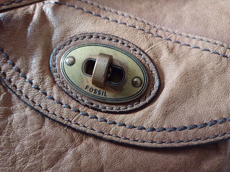 Fossil Listonoszka Crossbody Ruda Brązowa Koniakowa Camel Skóra