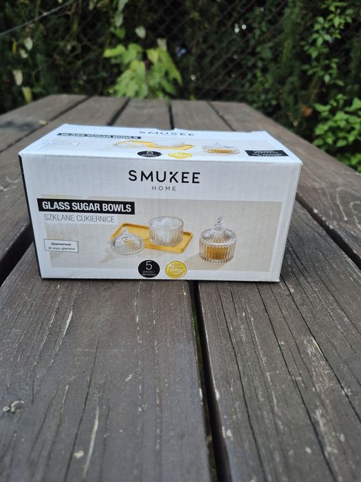 Smukee szklane cukiernice stylowe glamour nowe piękne przykrywka
