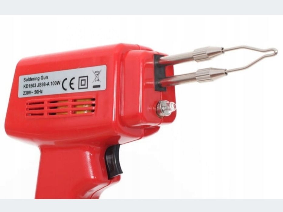 Lutownica transformatorowa 100W dioda led pistolet + zestaw Kraft&Dele