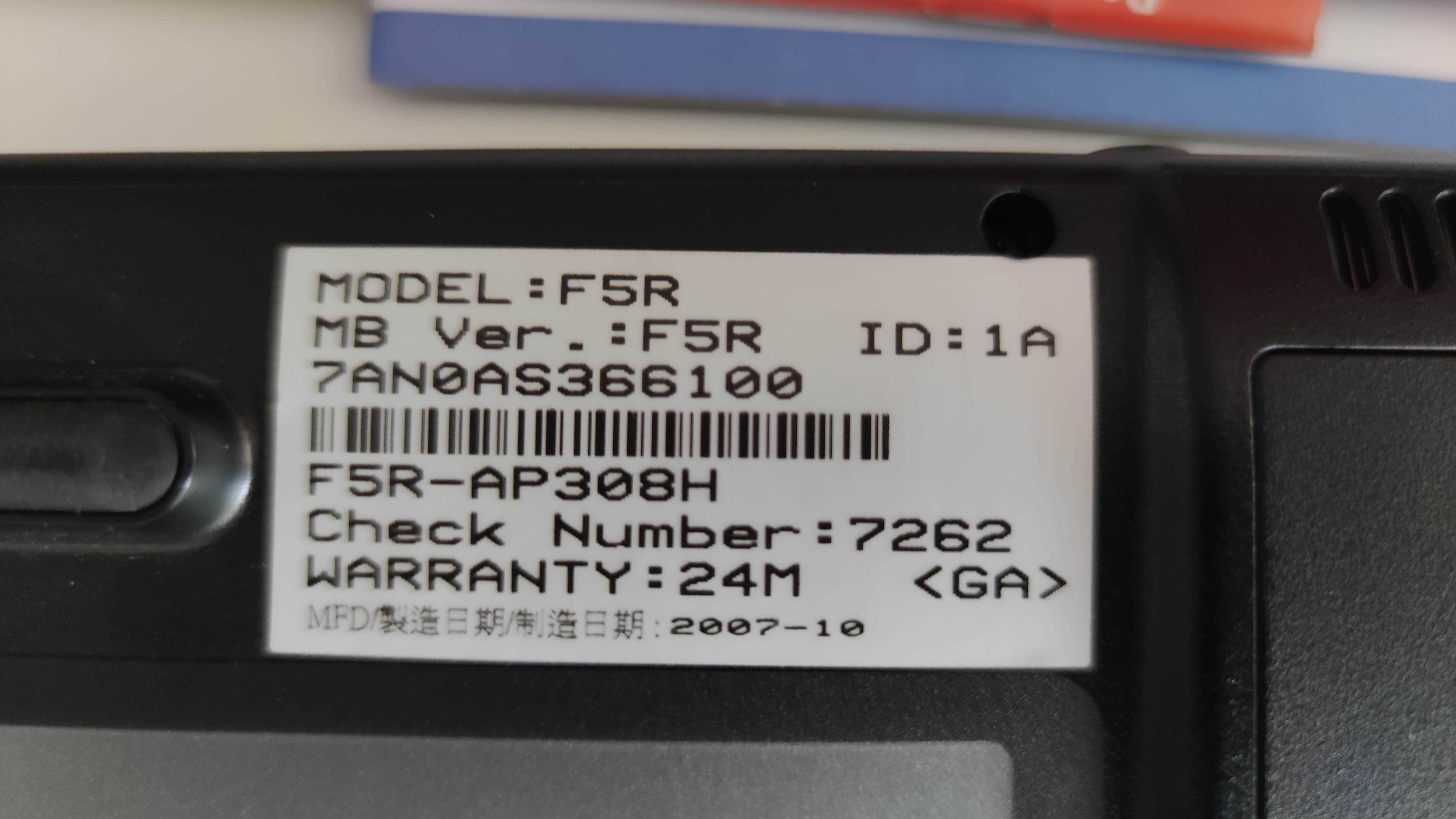Uszkodzony laptop ASUS F5R-AP308H