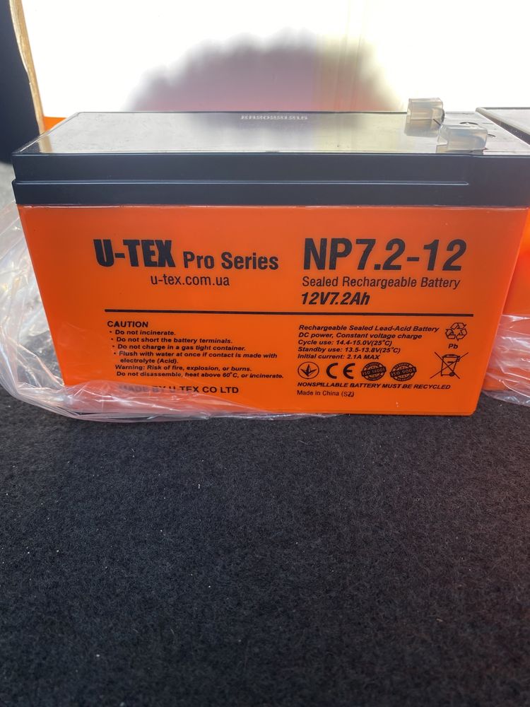 Качественная аккумуляторная батарея U-tex PRO 12В / 7,2 Ah.