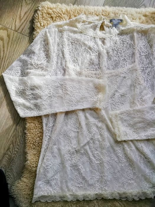 Bluzka koronkowa romantic 2w1 ramiączka długi rękaw preppy H&M M 38