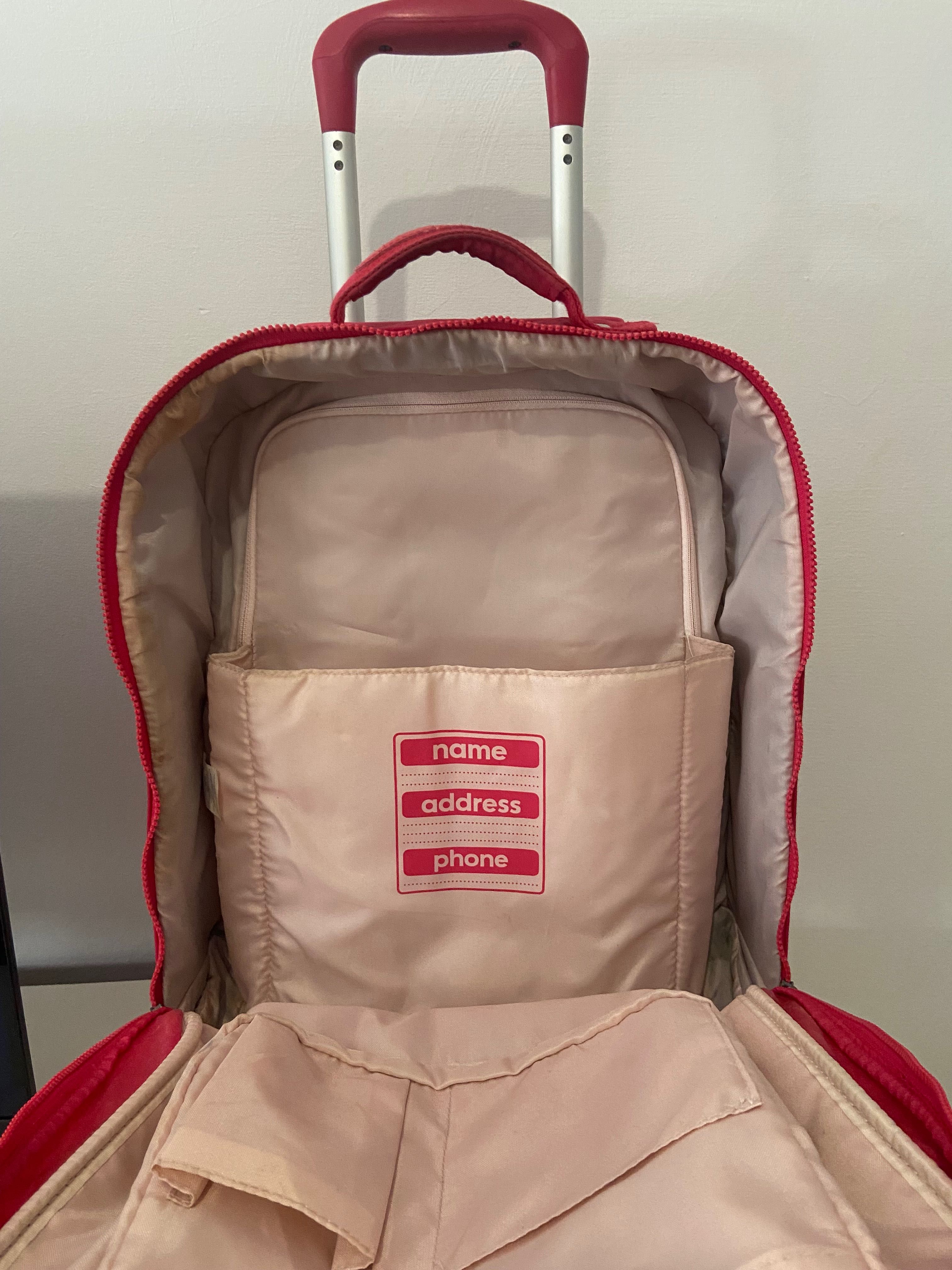 Mochila Kipling Pink com rodinhas