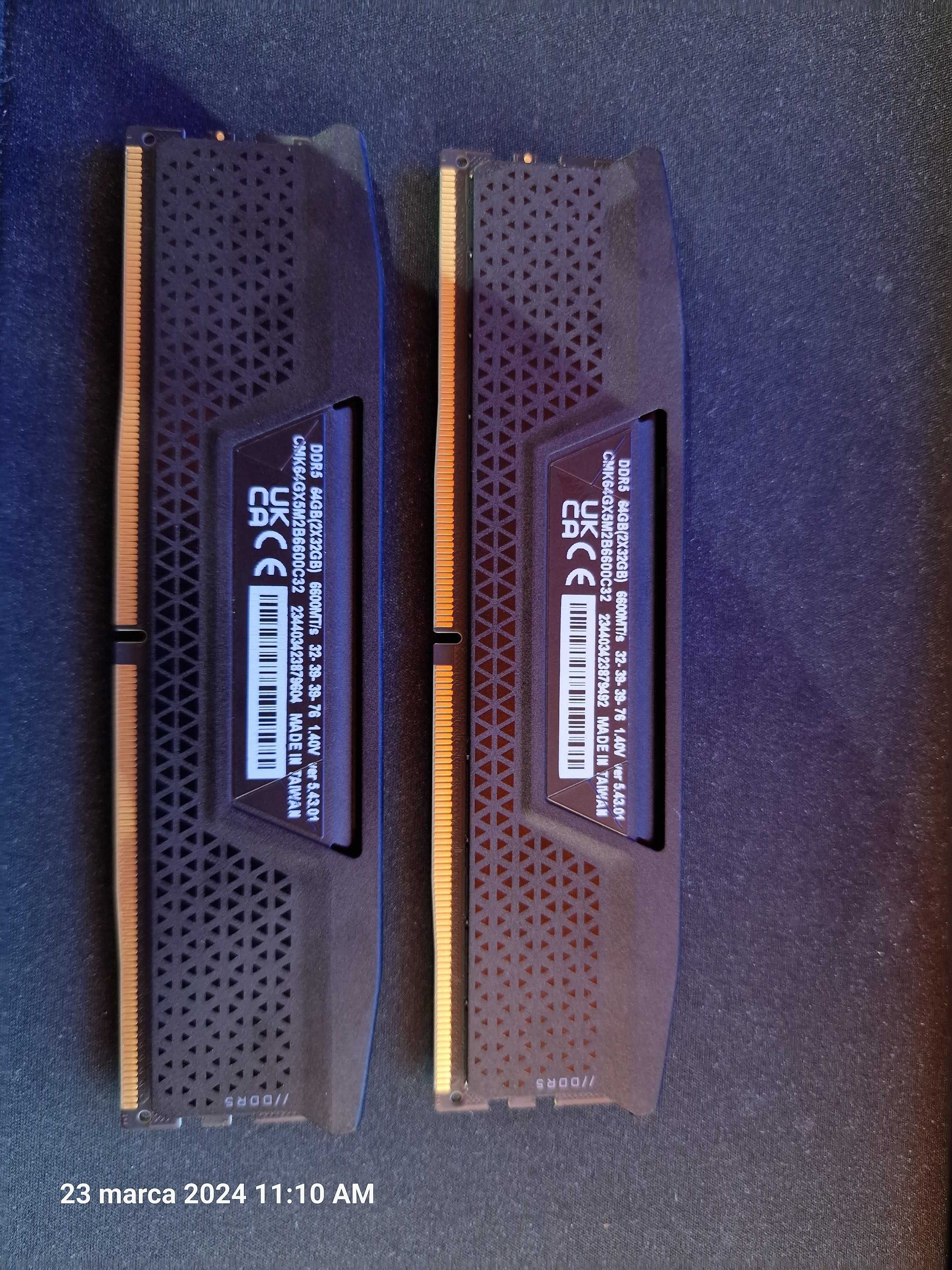 Pamięć RAM Corsair Vengeance DDR5 64GB (2 x 32GB) 6600 CL32