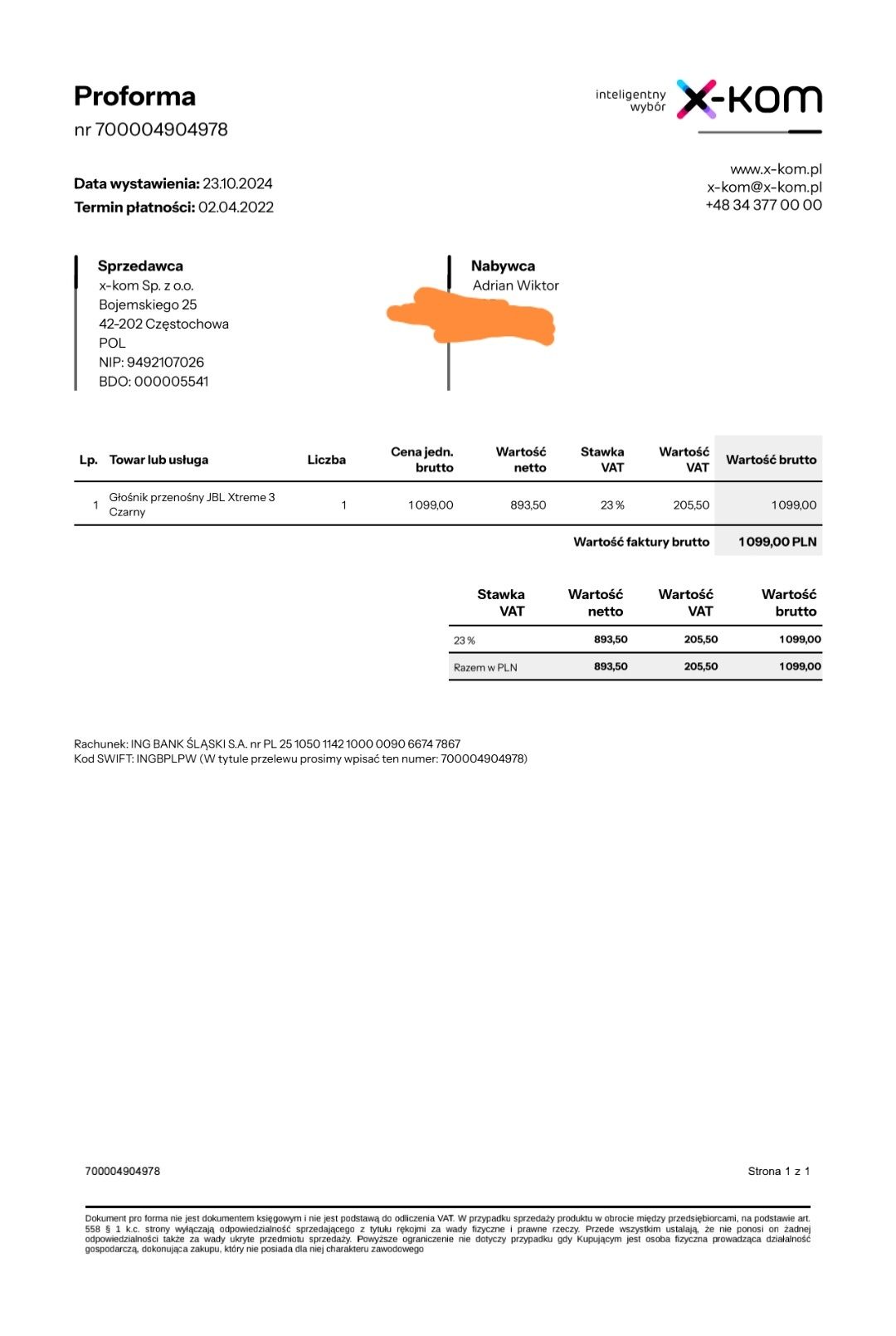 Jbl xtreme 3 używany