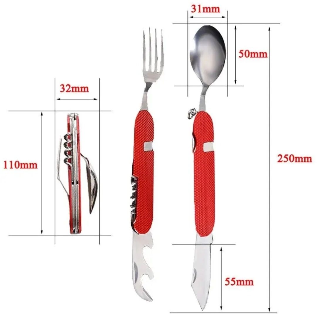 Мультитул 5в1. Виделка ніж ложка штопор