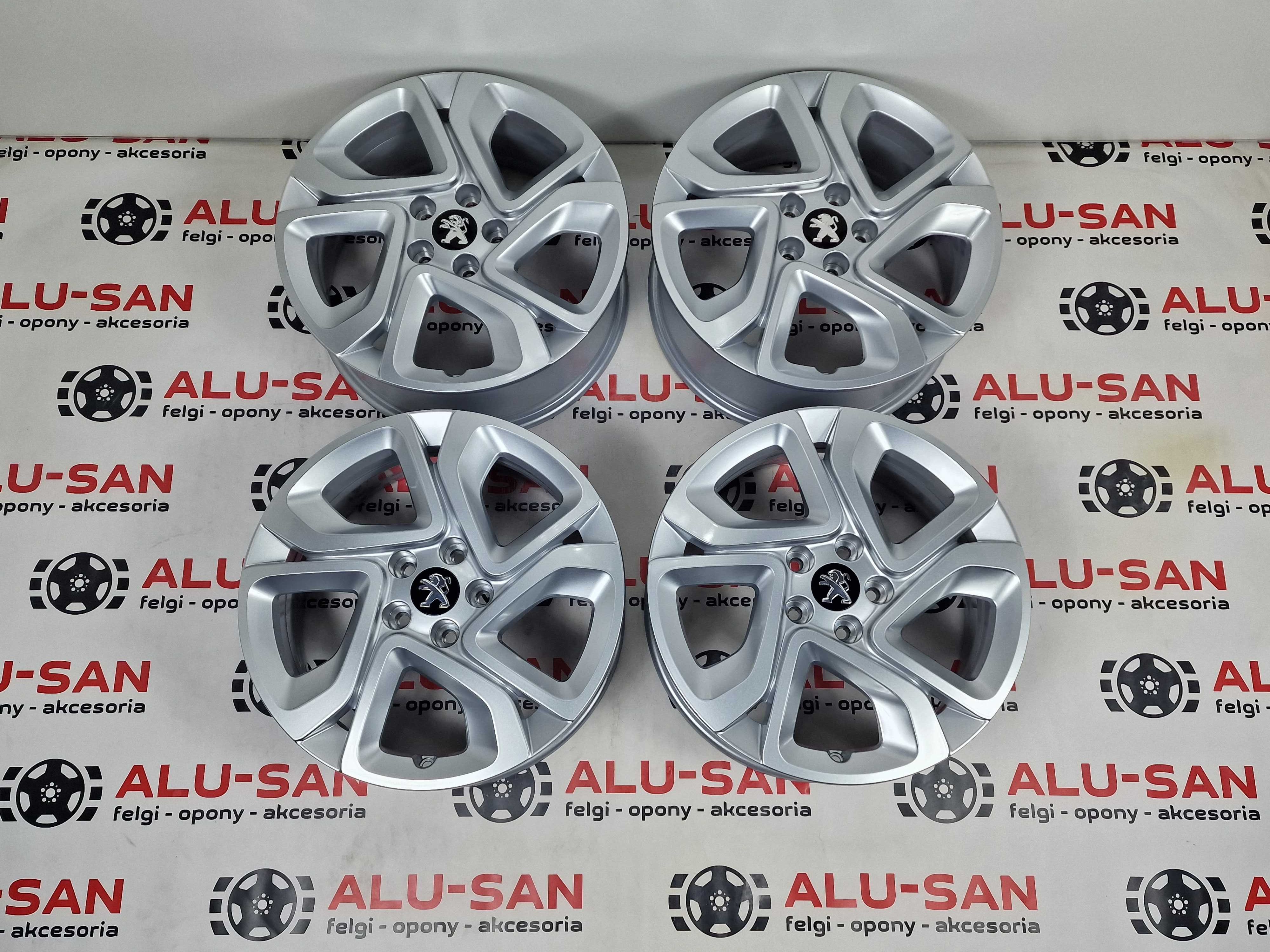 NOWE alufelgi PEUGEOT 17" 5x108:308,407,508,5008,605Srebrne Stare logo