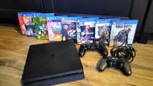 PlayStation 4 + 2 comandos + 8 jogos