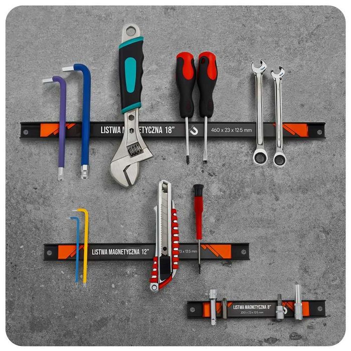 POWERMAT 3x Listwa Magnetyczna Zestaw Magnes Na Narzędzia PM1371