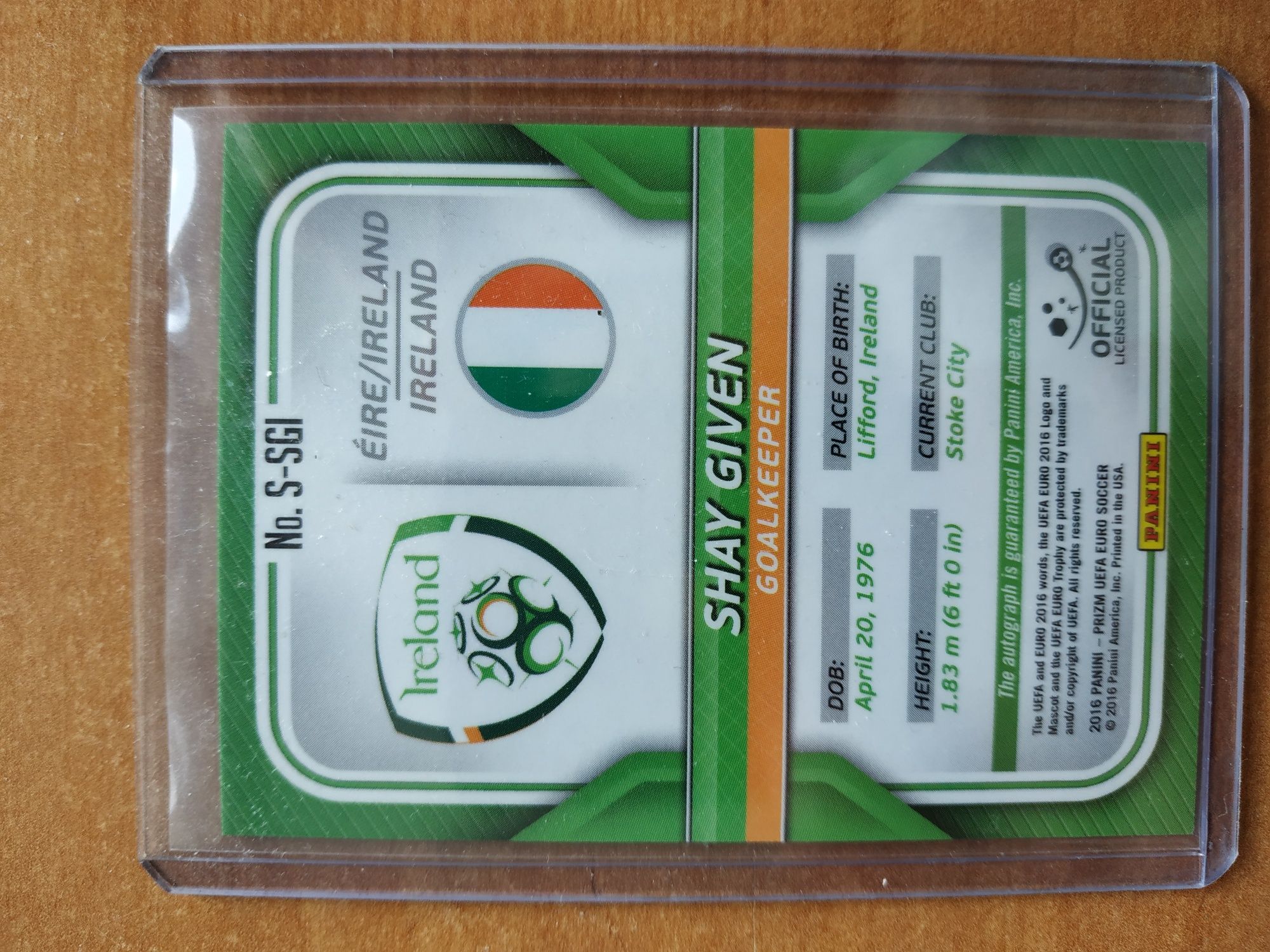 Shay Given Autograf Panini Prizm Euro 2016