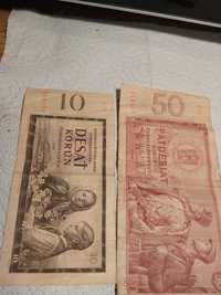 Banknot 10 koron z 1960 r i 50 koron  z 1964r