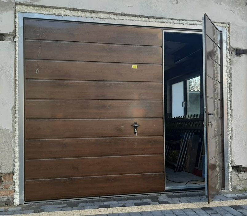 Brama Garażowa 3x2, Brama Uchylna Drewnopodobna, Do muru, Na wymiar
