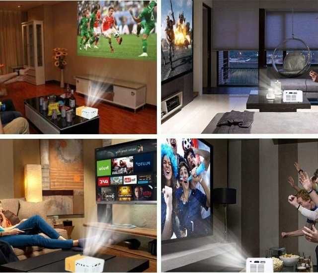 Projektor LCD  RZUTNIK 4K domowy projektor LED z głośnikiem biały