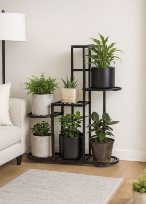 Kwietnik stojący stojak na kwiaty ozdoby 5 poziomów czarny Loft