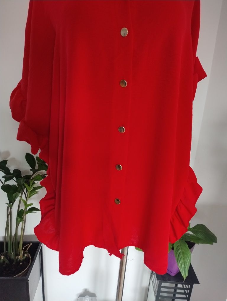 Bluzka elegancka damska 54 Big Size 6XL Red