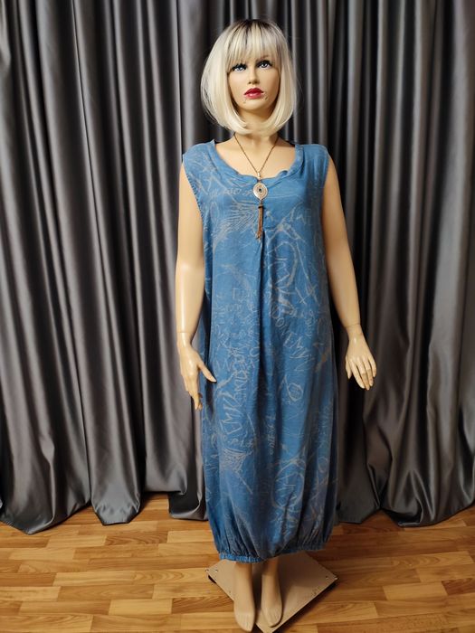 Італія льон великий розмір батал лляна сукня сарафан плаття