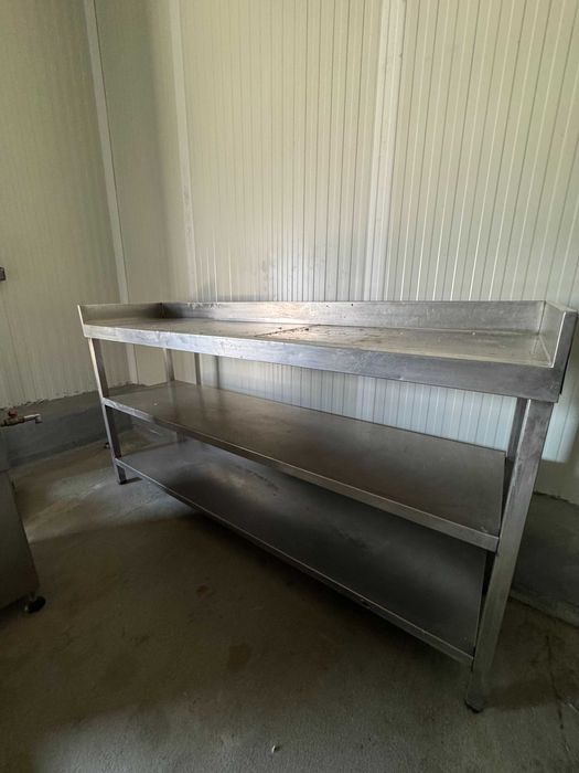 Mesa de Trabalho em inox com prateleira - 50x200x112 cm