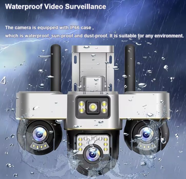 Камера V380Pro 3 екрани WiFi IP камера 15MP ВУЛИЧНА 3штPTZ відеокамера