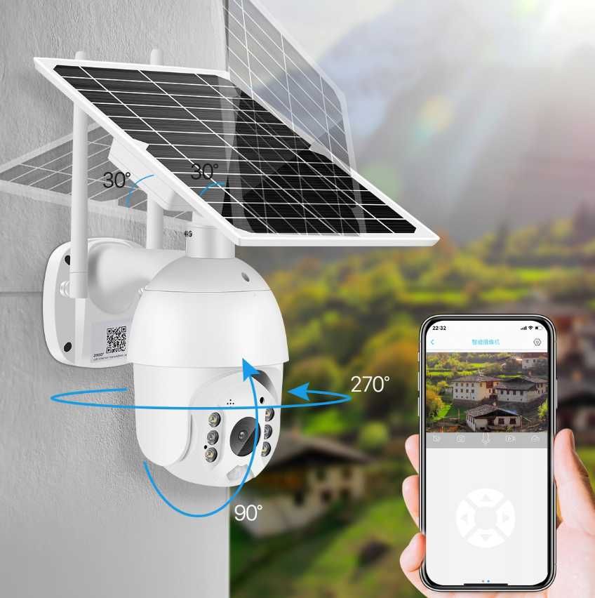 KAMERA SOLARNA zewnętrzna obrotowa kamera na panel solarny wifi fullhd