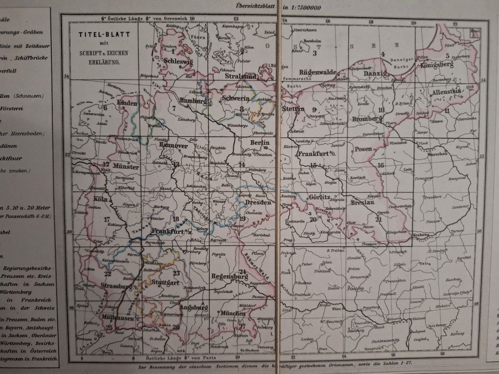 Bardzo stara mapa Reich niemcy polska karte des deutschen reichs