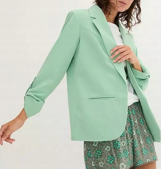 B.P.C żakiet marynarka damska kolor pistacjowy bez zapięcia 44.