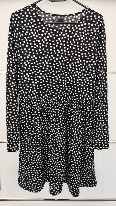 Sukienka damska czarna w białe kropki rozmiar L