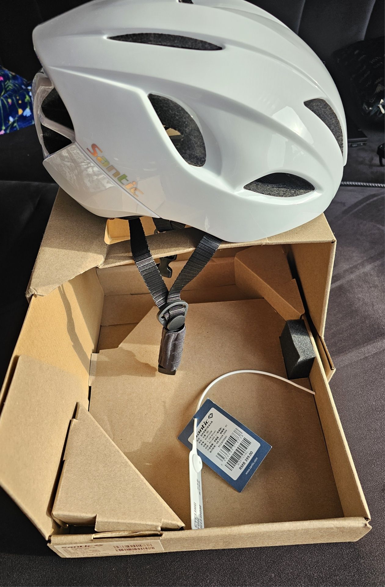 Nowy kask rowerowy Santic rozmiar L | biały | wbudowane światło