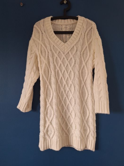 Swetr sweterek tunika M 38 kremowy
