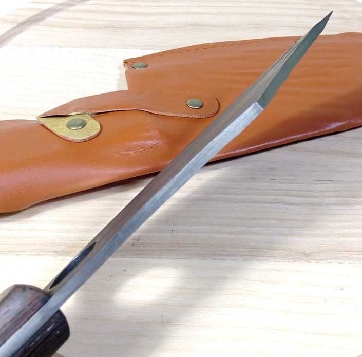 Кованый разделочный нож ручной работы фултанг с чехлом из PU кожи
