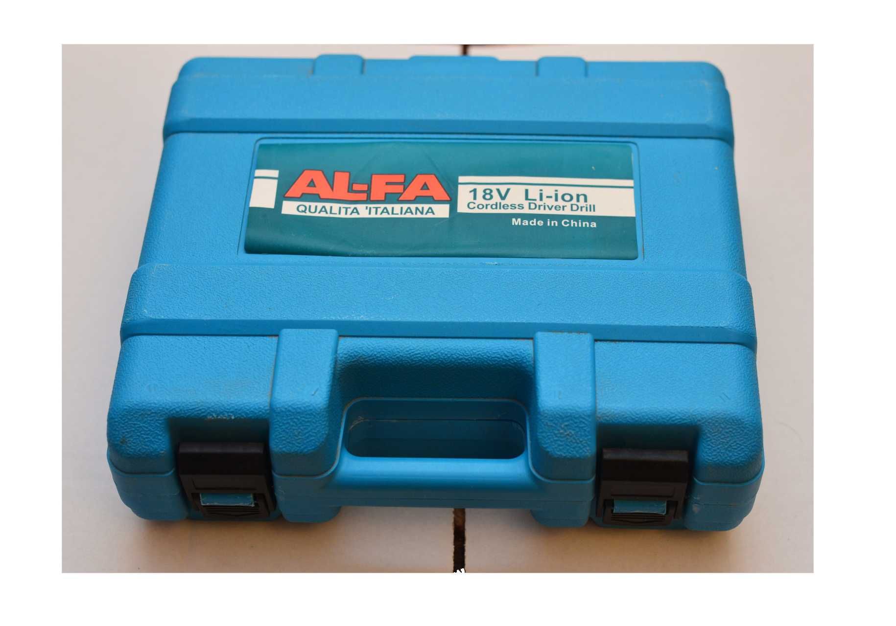 Wiertarko- wkrętarka AL-FA 18v z pudełkiem BOX 2x aku