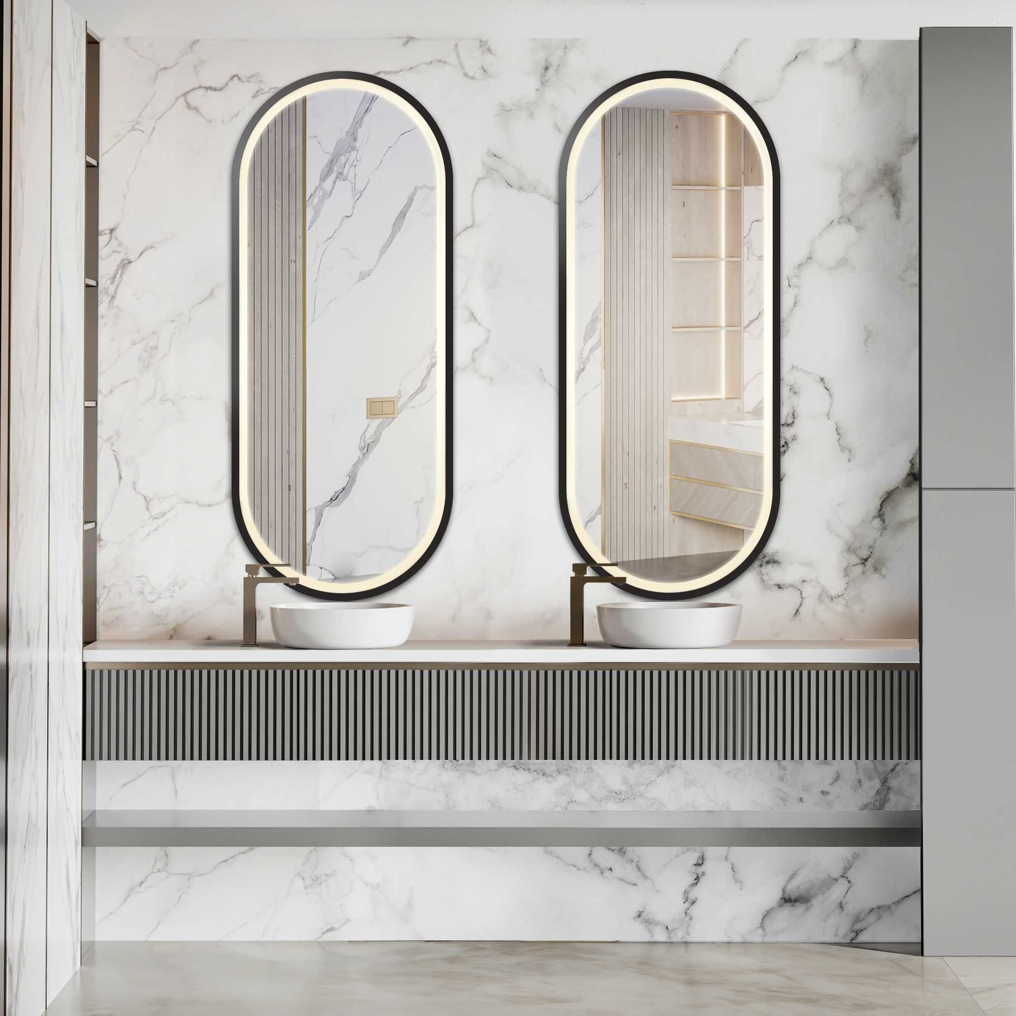 Lustro łazienkowe w ramie mdf OSKAR LED II 53X103 cm - ALFARAM