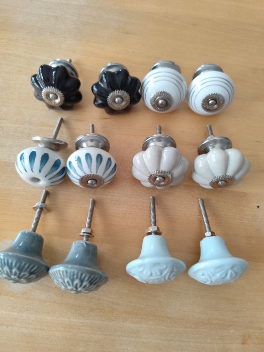Gałki do mebli 6 par 12 sztuk ceramiczne stylowe