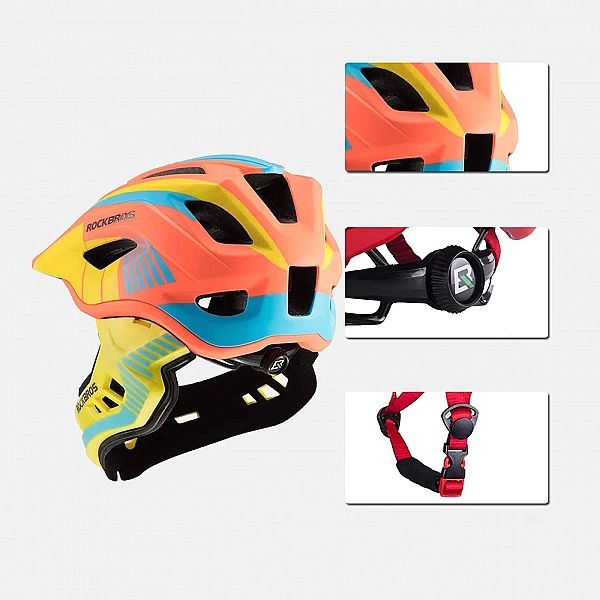 Kask rowerowy dziecięcy z odpinaną szczęką Rockbros TT-32SOYB-S rozmia