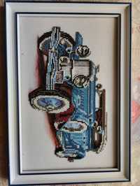 Картина з бісеру "Синє ретро авто"