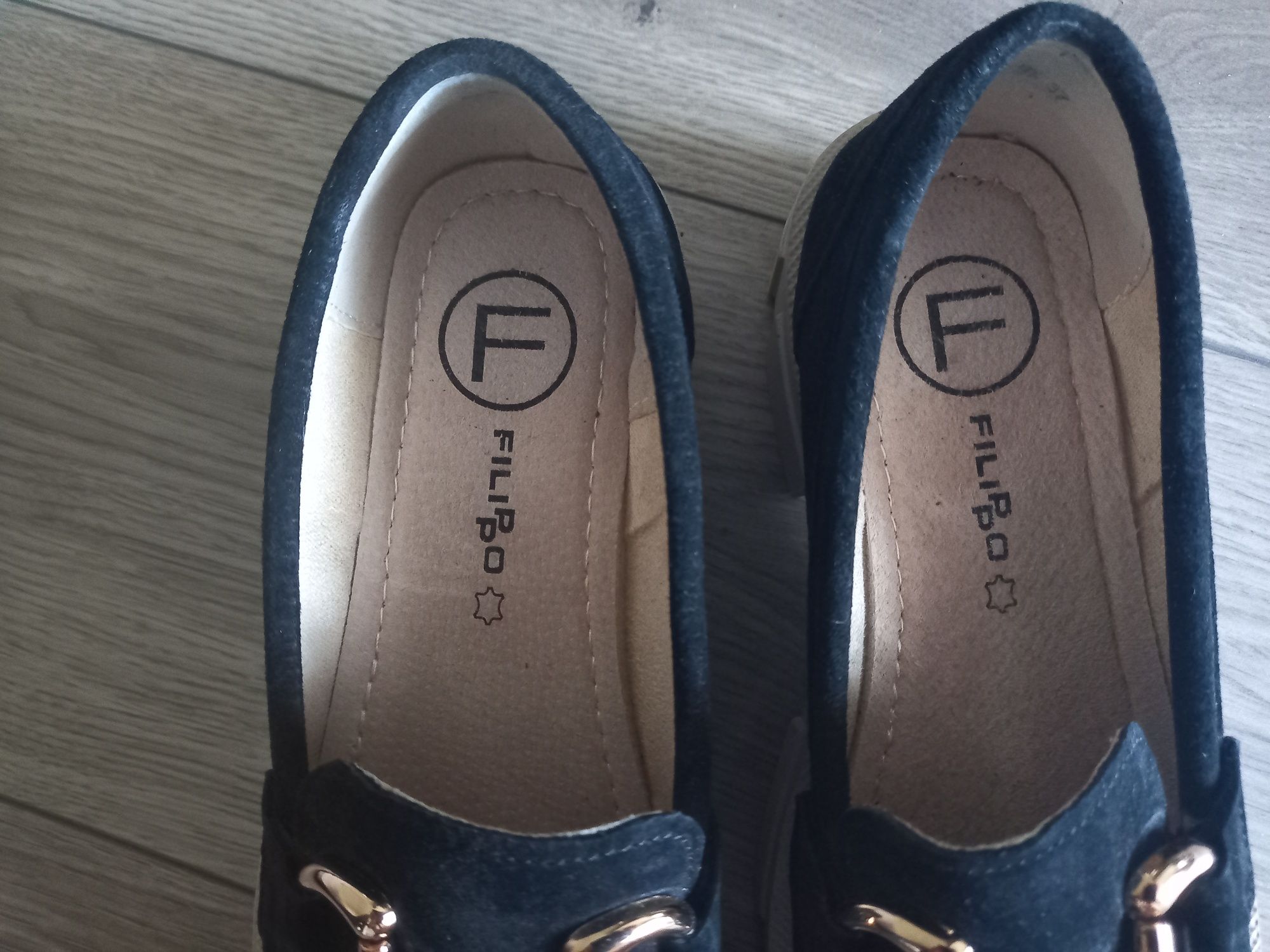 Mokasyny loafersy półbuty zamsz 37