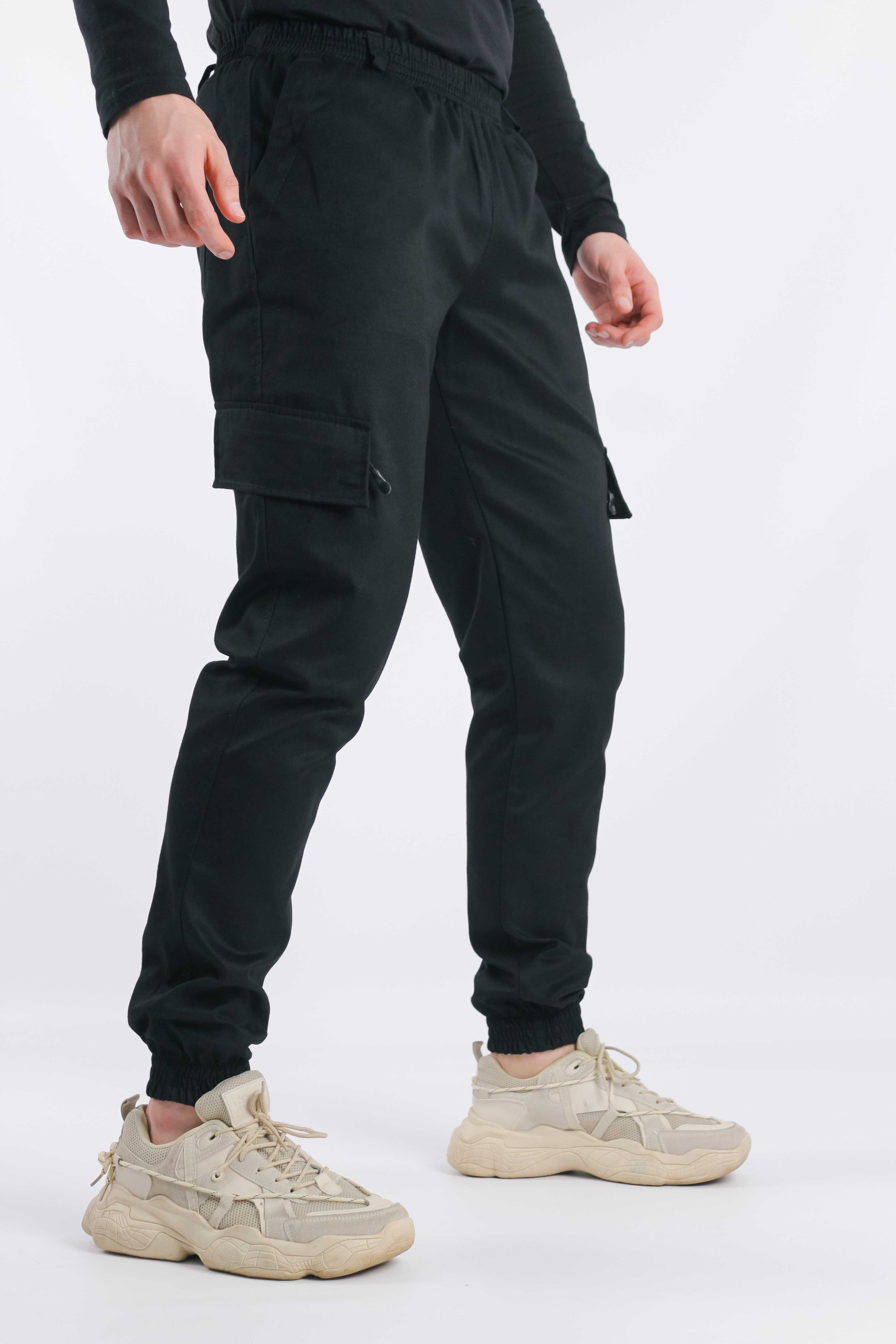 Брюки мужские штаны-карго котоновые черные весенние осенние