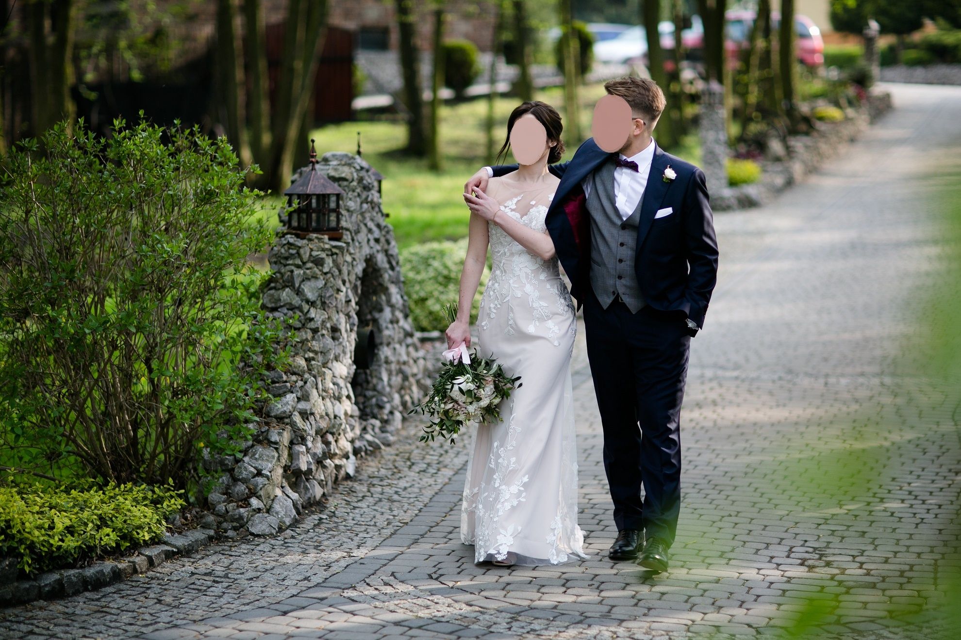 Suknia ślubna 34 36 koronka pas ecru ivory róż wesele tiul jak kodym