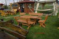 Stół dwie ławy i dwa krzesła komplet ogrodowy bawarski