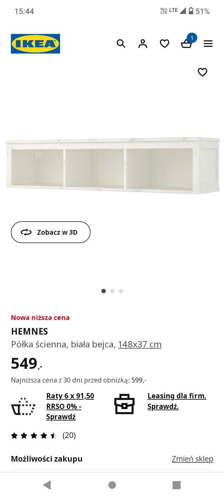 Półka ścienna Hemnes Ikea