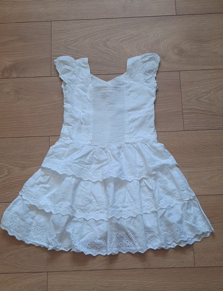 Biała sukienka haftowana haft ażurowa 98 104 bawełna Girl2Girl