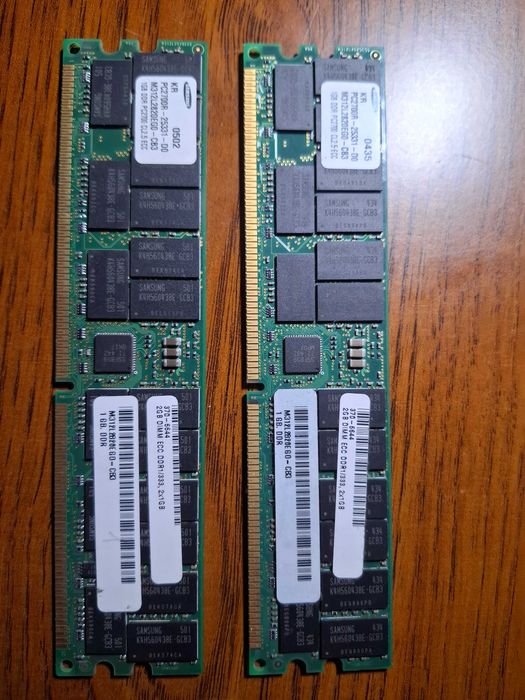 Pamięć RAM DDR PC2700 CL2,5 ECC - 2 sztuki po 1GB z korekcją ECC
