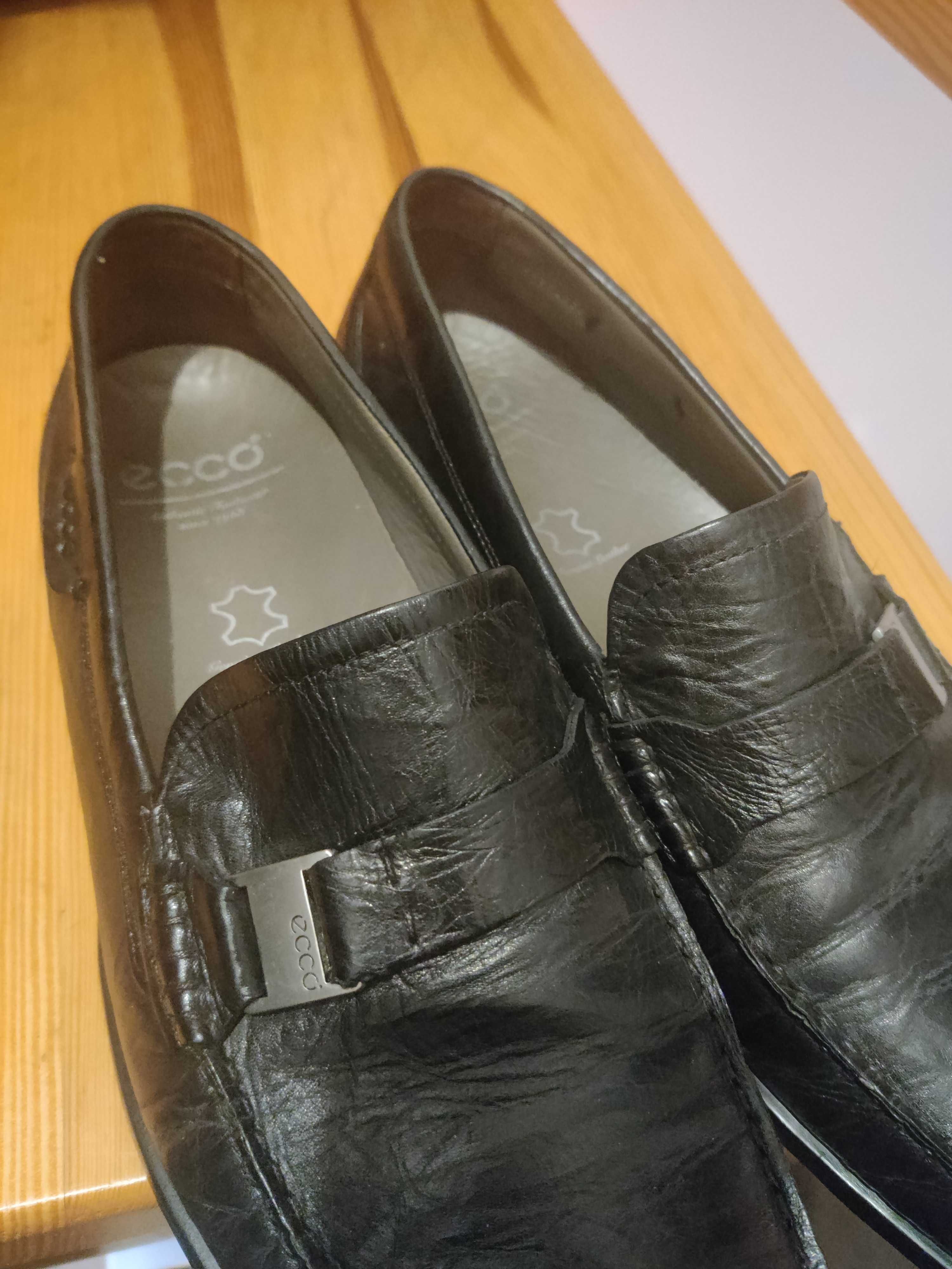 Ecco, czarne skórzane mokasyny, rozm. 45, in. Timberland